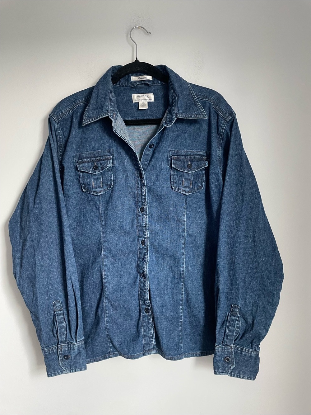Riders Dark Wash Lightweight Denim Button Up with Stretch Size XL Western Fall